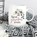Best Grandma Ever Floral Pink 15 ounce Glossy Porcelain Ceramic Coffee Mug