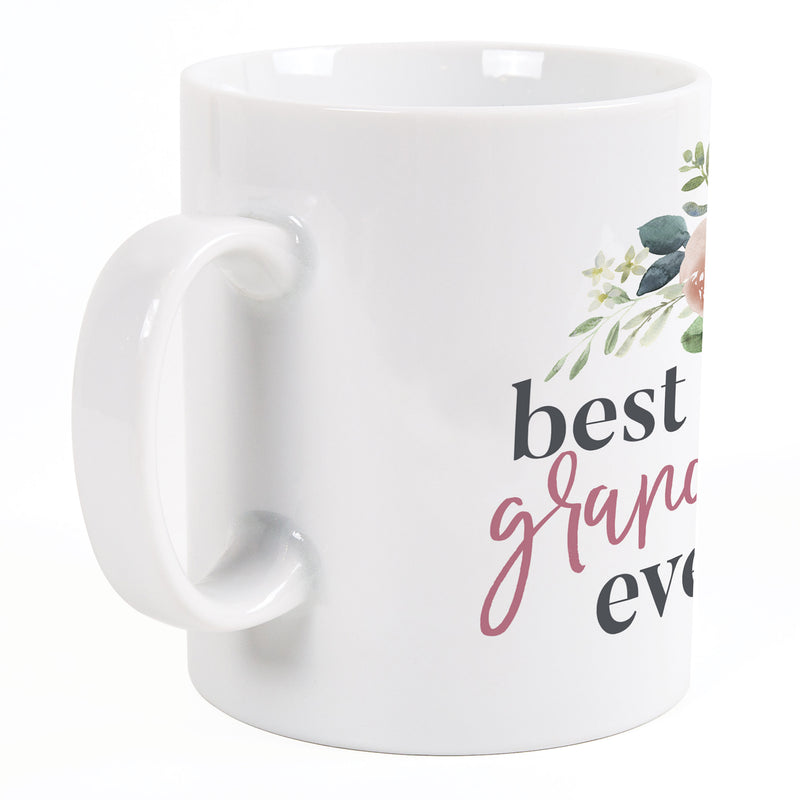 Best Grandma Ever Floral Pink 15 ounce Glossy Porcelain Ceramic Coffee Mug