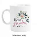 Best Grandma Ever Floral Pink 15 ounce Glossy Porcelain Ceramic Coffee Mug