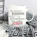 Greatest Blessings Call Me Grandma Floral Pink 15 ounce Porcelain Ceramic Mug