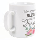 Greatest Blessings Call Me Grandma Floral Pink 15 ounce Porcelain Ceramic Mug