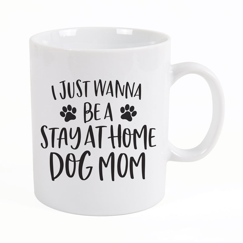 Stay At Home Dog Mom Classic White 15 ounce Porcelain Ceramic Coffee Mug