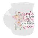 Garden Grandmothers Heart White 16 ounce Porcelain Ceramic Handwarmer Mug