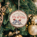 Our First Christmas As Mr. And Mrs. Birds Rustic Bark Look Wood Christmas Ornament