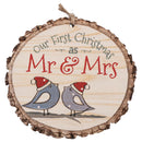 Our First Christmas As Mr. And Mrs. Birds Rustic Bark Look Wood Christmas Ornament
