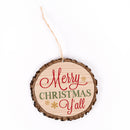 P. Graham Dunn Merry Christmas Yall Snowflakes Rustic Bark Look Wood Christmas Ornament