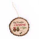 P. Graham Dunn Owl I Want for Christmas is You Rustic Bark Look Wood Christmas Ornament