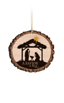 P. Graham Dunn A Savior is Born Nativity Scene Wood Tree Bark 4 inch Christmas Tree Ornament