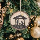 P. Graham Dunn A Savior is Born Nativity Scene Wood Tree Bark 4 inch Christmas Tree Ornament