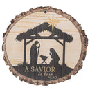 P. Graham Dunn A Savior is Born Nativity Scene Wood Tree Bark 4 inch Christmas Tree Ornament