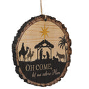 P. Graham Dunn O Come Let Us Adore Him Nativity Scene Wood Tree Bark 4 inch Christmas Tree Ornament