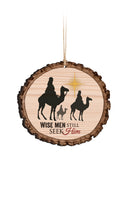 Wise Men Still Seek Him Three Kings Wood Tree Bark 4 inch Christmas Tree Ornament
