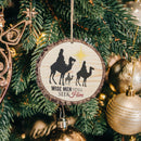 Wise Men Still Seek Him Three Kings Wood Tree Bark 4 inch Christmas Tree Ornament