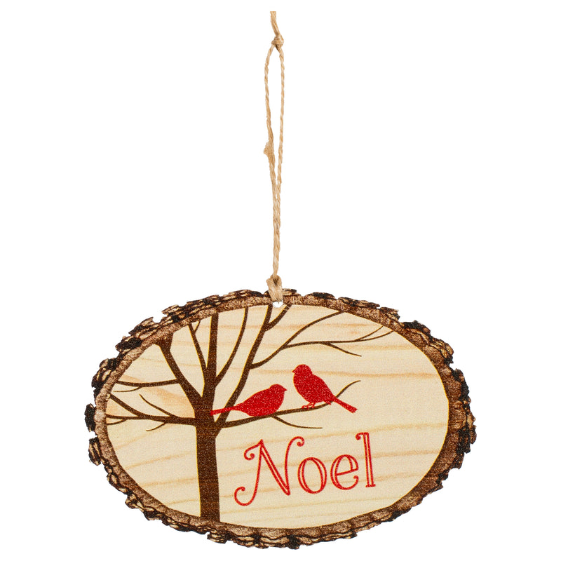 P. Graham Dunn Noel Tree Birds Rustic Bark Look Wood Christmas Ornament