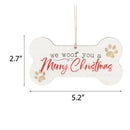 P. Graham Dunn We Woof You A Merry Christmas Bone White 5.2 x 2.7 Wood Christmas Ornament