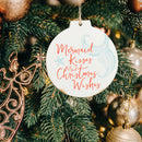 P. Graham Dunn Mermaid Kisses Christmas Wishes Nautical Blue 3 x 3 Wood Figurine Ornament