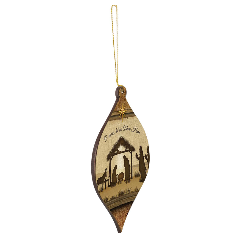 P. Graham Dunn O Come, Let Us Adore Him Inspirational Hanging Christmas Ornament - Size 5 x 3.25 Inches