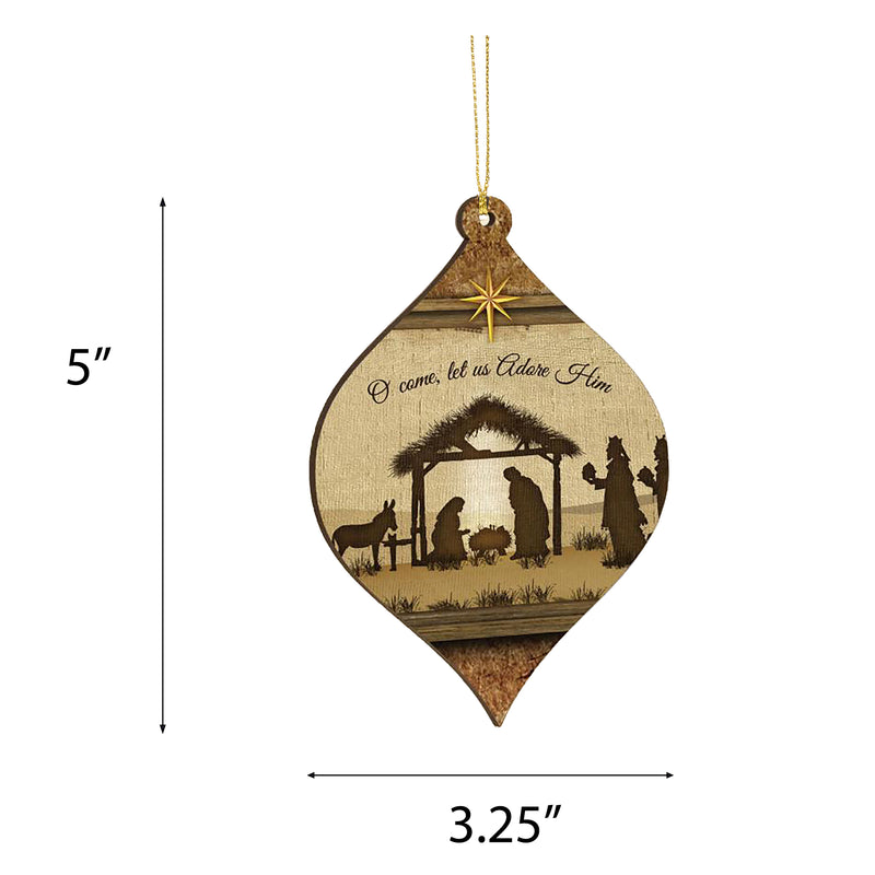 P. Graham Dunn O Come, Let Us Adore Him Inspirational Hanging Christmas Ornament - Size 5 x 3.25 Inches