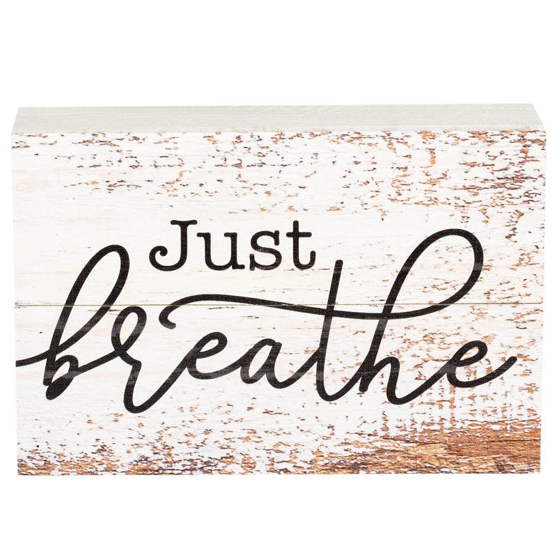 P. Graham Dunn Just Breathe Whitewash 10 x 7 Wood Boxed Pallet Wall Plaque Sign