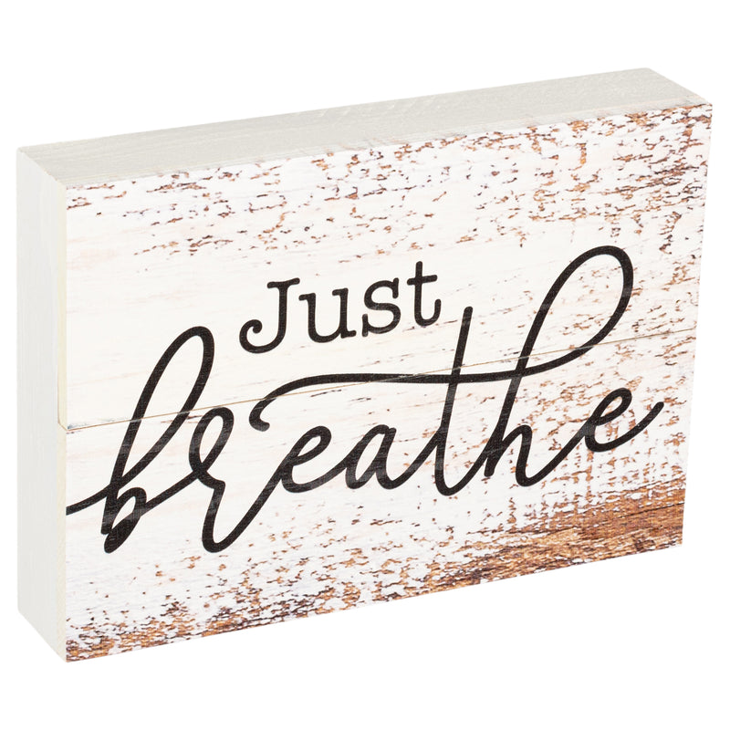 P. Graham Dunn Just Breathe Whitewash 10 x 7 Wood Boxed Pallet Wall Plaque Sign