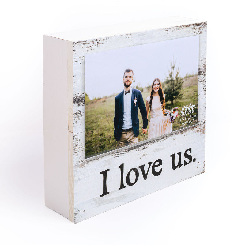 P. Graham Dunn I Love Us Whitewash 7 x 7 Wood Box Wall Photo Frame Plaque