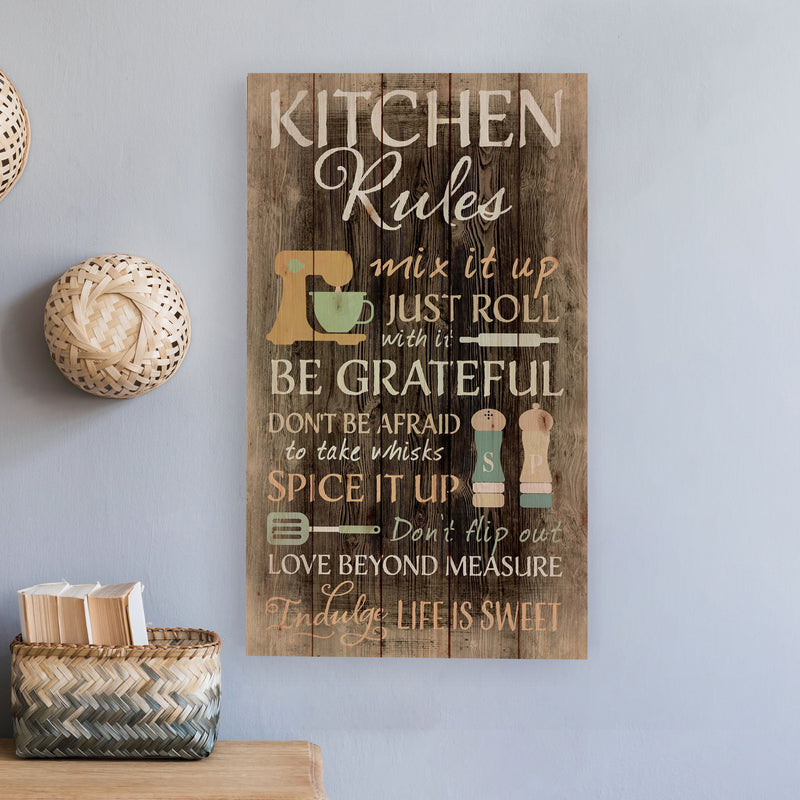 P. Graham Dunn Kitchen Rules Distressed 24 x 14 Wood Pallet Wall Art Sign Plaque