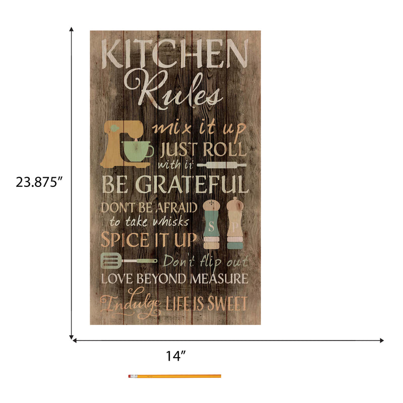 P. Graham Dunn Kitchen Rules Distressed 24 x 14 Wood Pallet Wall Art Sign Plaque