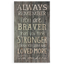 P. Graham Dunn Always Remember You are Braver Than You Think Barn Siding Pine Wood Wall Art Plaque