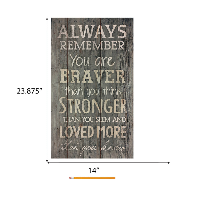 P. Graham Dunn Always Remember You are Braver Than You Think Barn Siding Pine Wood Wall Art Plaque