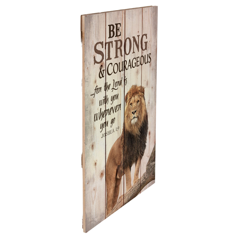 P. Graham Dunn Be Strong and Courageous Lion Design 24 x 14 Wood Pallet Wall Art Sign Plaque