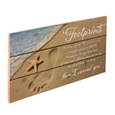 P. Graham Dunn Footprints in The Sand Beach Scene 11 x 20 Wood Pallet Wall Art Sign Plaque