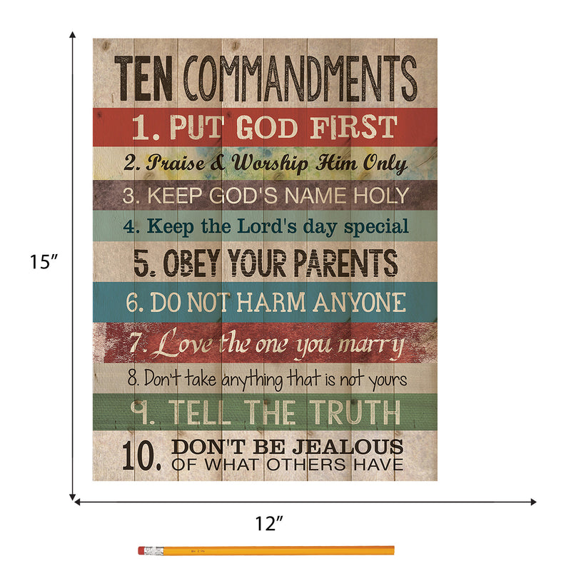 P. Graham Dunn Ten Commandments Pine Wood Look 12x15 Wall Plaque