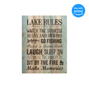 P. Graham Dunn Lake Rules Relax Unwind Fishing Memories 16 x 12 inch Pine Wood Plank Wall Sign Plaque