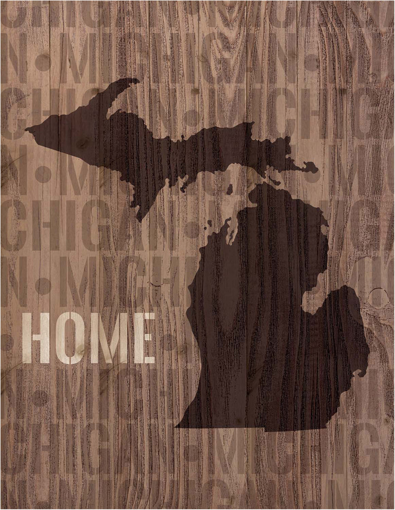 P. Graham Dunn Michigan State Home Shape Design 16 x 12 Pine Wood Lath Wall Art Sign Plaque