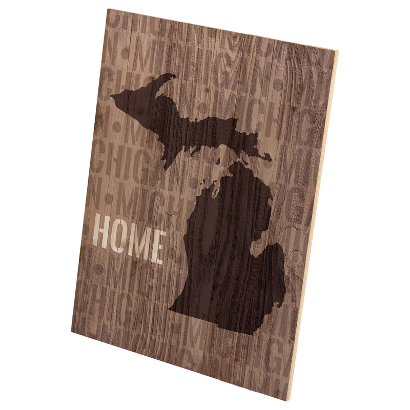 P. Graham Dunn Michigan State Home Shape Design 16 x 12 Pine Wood Lath Wall Art Sign Plaque