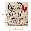 P. Graham Dunn Be Still Red Birds Design 12 x 12 Wood Lath Wall Art Sign Plaque