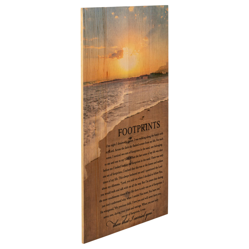 P. Graham Dunn Footprints in The Sand Beach Scene 24 x 14 Wood Pallet Design Wall Art Sign Plaque