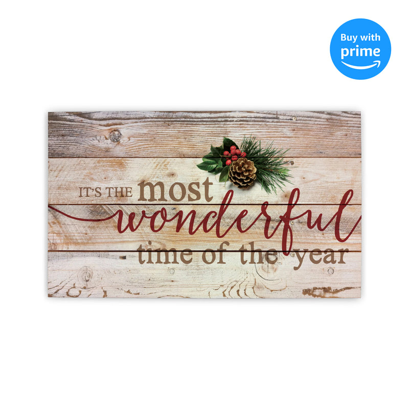 P. Graham Dunn It's The Most Wonderful Time of Year Christmas Holly 14 x 24 Wood Pallet Wall Art Sign Plaque