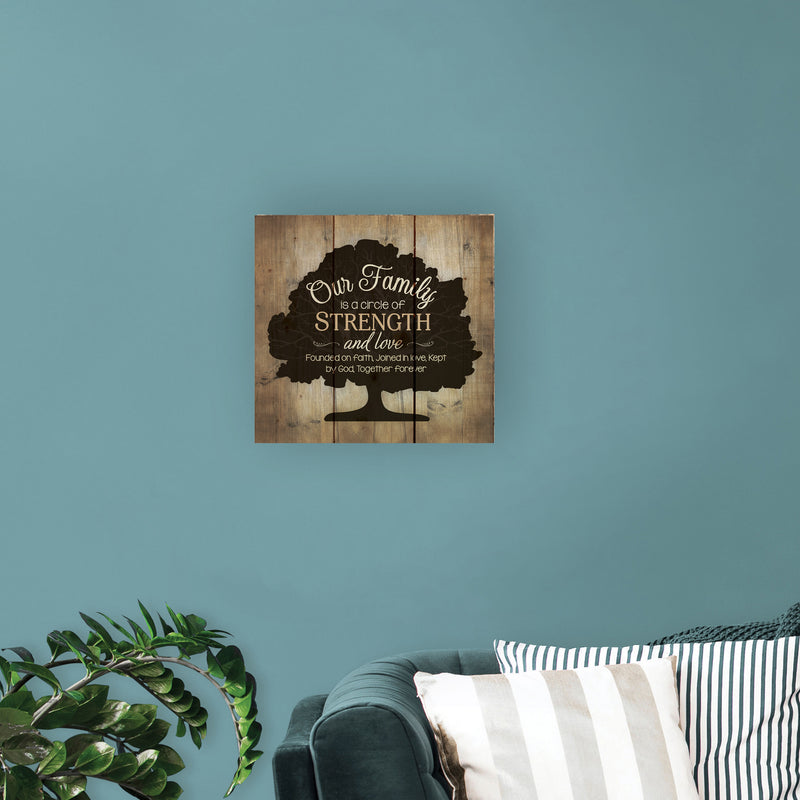 P. Graham Dunn Our Family Circle of Strength Rustic Tree 10 x 10 Wood Pallet Design Wall Art Sign Plaque