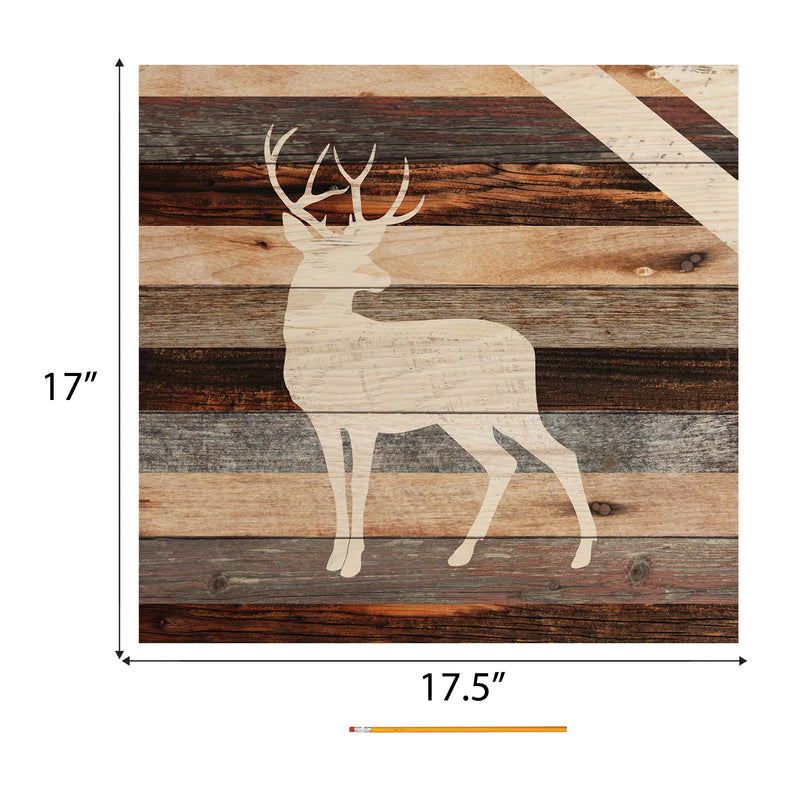 Standing Buck Deer Rustic 18 x 17 Wood Pallet Wall Art Sign Plaque