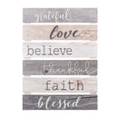 P. Graham Dunn Grateful Love Believe Thankful Faith Blessed Grey 17 x 24 Inch Solid Pine Wood Skid Wall Plaque Sign
