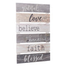 P. Graham Dunn Grateful Love Believe Thankful Faith Blessed Grey 17 x 24 Inch Solid Pine Wood Skid Wall Plaque Sign