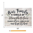 P. Graham Dunn Our Family Strength Love Faith White Wash 10 x 7 Inch Solid Pine Wood Boxed Pallet Wall Plaque Sign