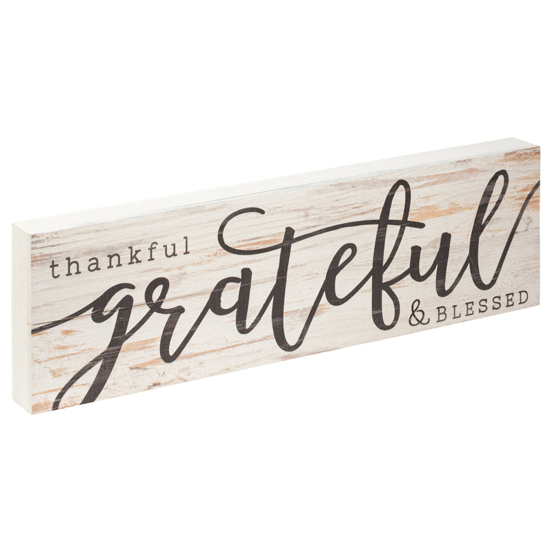 P. Graham Dunn Thankful Grateful Blessed White Wash 24 x 7 Inch Solid Pine Wood Boxed Pallet Wall Plaque Sign