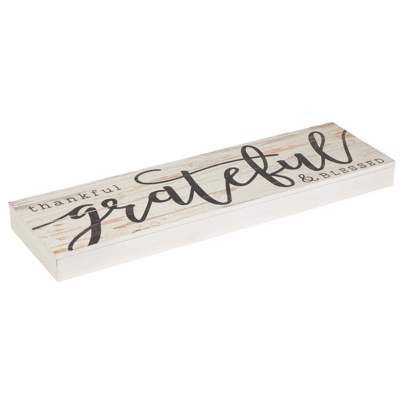 P. Graham Dunn Thankful Grateful Blessed White Wash 24 x 7 Inch Solid Pine Wood Boxed Pallet Wall Plaque Sign