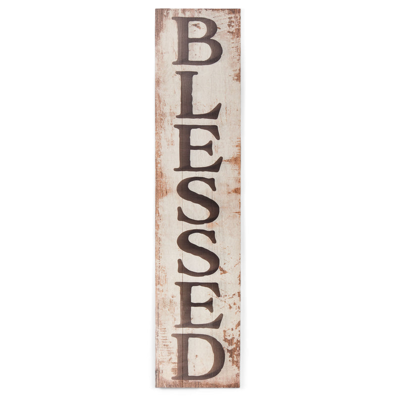P. Graham Dunn Blessed Distressed Whitewash 10.5 x 47 Wood Pallet Wall Plaque Sign