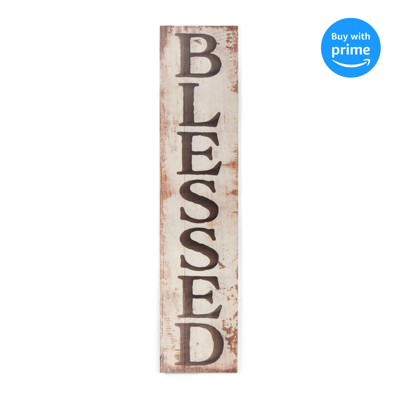 P. Graham Dunn Blessed Distressed Whitewash 10.5 x 47 Wood Pallet Wall Plaque Sign