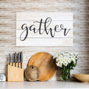 P. Graham Dunn Gather Script Whitewash 24 x 14 Wood Pallet Wall Plaque Sign