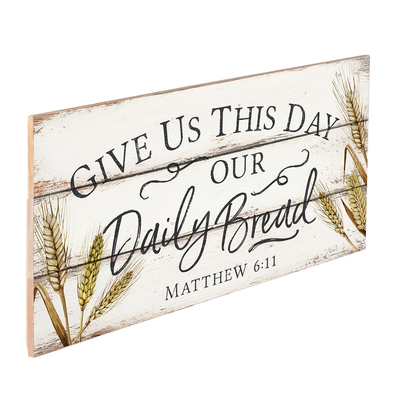 P. Graham Dunn Give Us This Day Our Daily Bread Wheat White 20 x 10.5 Wood Pallet Wall Plaque Sign