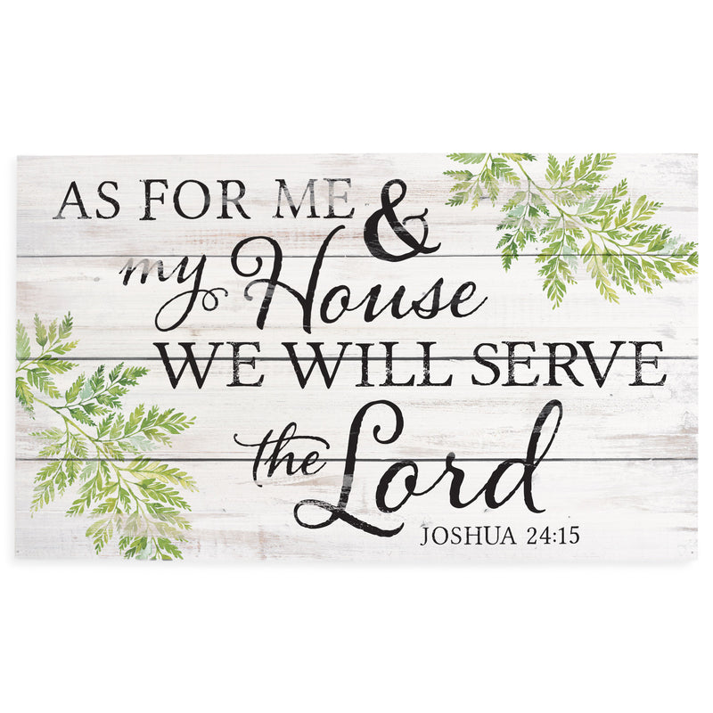 P. Graham Dunn My House Will Serve The Lord Whitewash 24 x 14 Wood Pallet Wall Plaque Sign